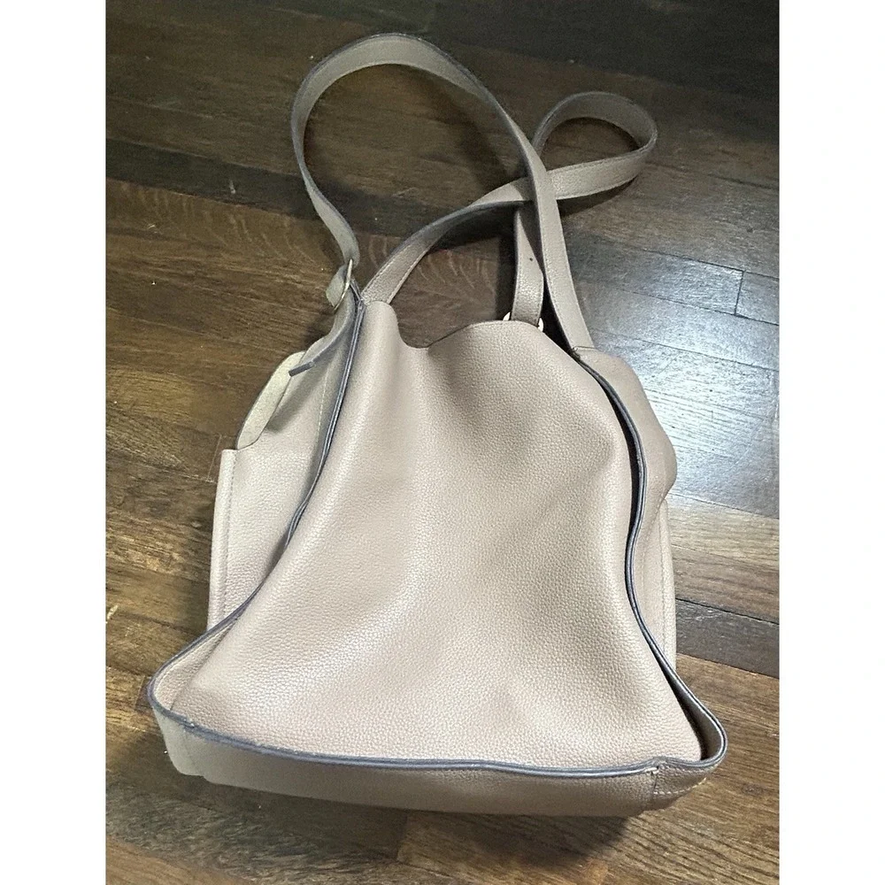 Susan Robert's Squared Beige/pink Slouchy Hobo Leather Bag Boho Western Timeless